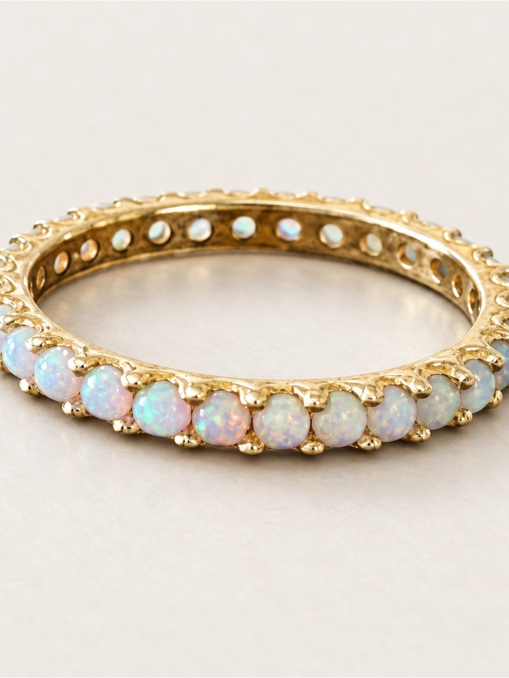 La Kaiser Gold Opal Eternity Bracelet with Pink & Blue Flashes